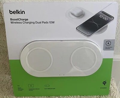 Belkin BoostCharge Dual Wireless Charging Pads 10W Qi for Apple Samsung Google - Image 1 of 2