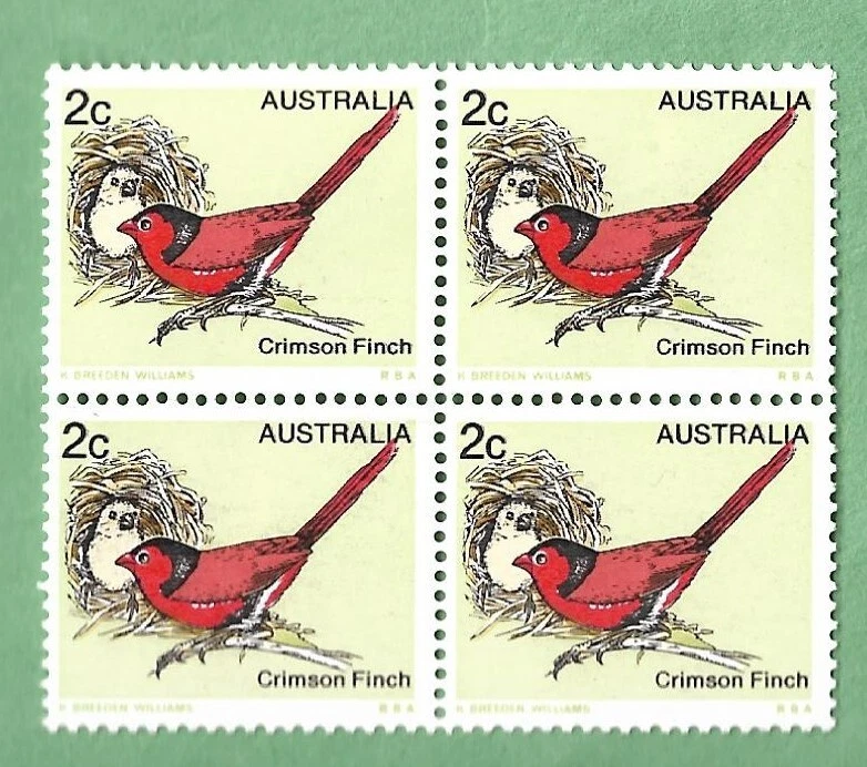 AUSTRALIA BLOCK OF 4 MNH CRIMSON FINCH - Image 1 of 1