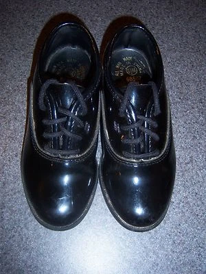 Boys Dress Shoes - Shinny Faux Patent Leather - Classic Oxford Styling - Image 1 of 4