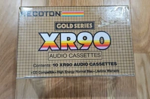 NEW SEALED VINTAGE RECOTON GOLD SERIES XR90 High Energy Audio Cassette Tapes10PK - Picture 1 of 4