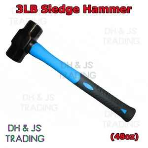 Sledge Hammer With Fibreglass Shaft Rubber Grip Short Handle Home DIY 48oz 3lb - Picture 1 of 1