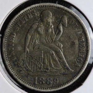 1889 Seated Liberty Silver Dime AU E240 QTNM - Picture 1 of 2