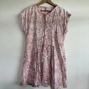 Passport of Pier 1 Imports Shirtkleid Damen klein rosa Blumen Plissee Vintage 90er - Bild 1 von 7