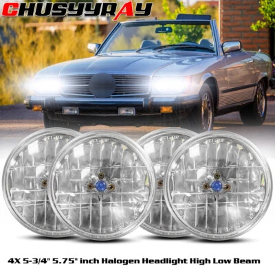 For Mercedes-Benz 380SL 450SL 560SL 4PCS 5.75" Round Headlights Hi-Lo Beam + - Image 1 of 4
