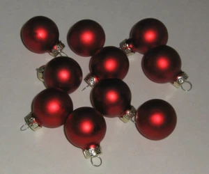 Red Glass Miniature Balls Christmas Ornaments Satin for Feather Wire Tree - Picture 1 of 4
