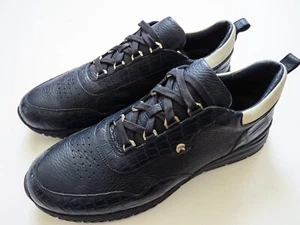 STEFANO RICCI Blue Calfskin Crocodile Leather Eagle Sneakers 11 US 44 Euro 10 UK - Picture 1 of 13