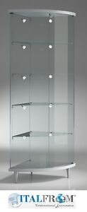 Showcase display cabinet corner unit with lights glass wall 190x58x58cm Italfrom