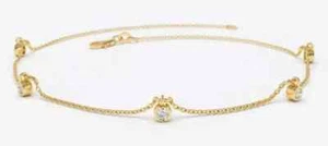 1CT Lab Created Diamond Bezel Set Charm Chain Bracelet 14K Yellow Gold Plated 7" - Picture 1 of 4