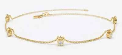 1CT Lab Created Diamond Bezel Set Charm Chain Bracelet 14K Yellow Gold Plated 7" - Image 1 of 4