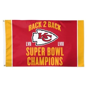 Kansas City Chiefs Back-To-Back Super Bowl Champions 3' x 5' Deluxe Flag - Picture 1 of 1