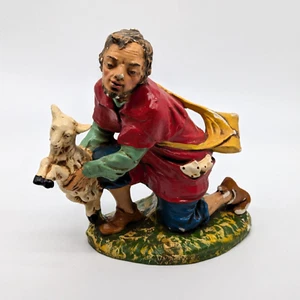 Rare Fontanini Italian Nativity Figurine Shepherd and Lamb 7.5" VTG 1960s Italy - Picture 1 of 11