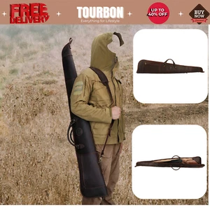 Tourbon 52" Leather Shotgun Case Soft Padded Carry Zipped Sling Bag Ammo Storage - Picture 1 of 24