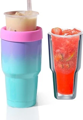 SITIDRE Stainless Steel Iced Coffee Sleeve,30oz Stainless Steel Insulated Tumbler w/lid