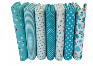 Sewing Fabric Cotton, 7pcs Fabric Bundles for Sewing 50 x 50 CM Blue Patterns - Picture 1 of 2