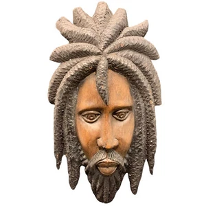 Vtg HandMade Folk Art Wood Wall Carving Dredlocks Bob Marley Rastafarian Jamaica - Picture 1 of 2