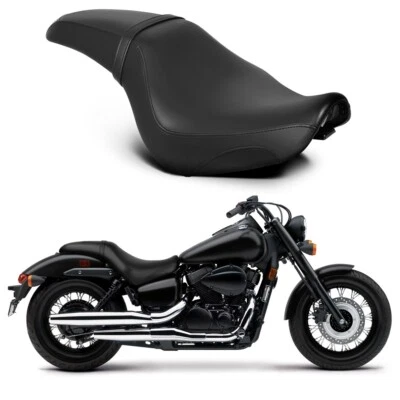 Black Smooth Front Rear Seat For Honda Shadow Spirit & Phantom C2 Models 2007-23 - Image 1 of 4