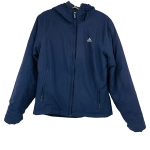 Adidas Climax Hooded Puffer Jacket With Fleece Liner Navy Blue Womens M - Picture 1 of 12