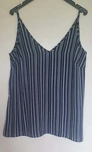 Navy Blue Striped Camisole UK Size 10 - Picture 1 of 2