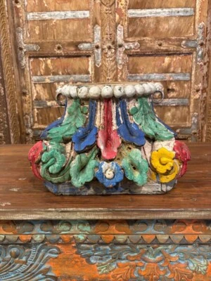 Antique Wooden Column Base Garden Stool | French Colonial Hand-Carved - Image 1 of 4