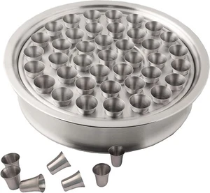 Plateau de service à vin sacré avec 40 tasses - Acier inoxydable (argent mat) - Photo 1 sur 7