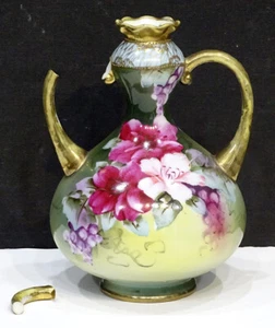 ART NOUVEAU Antique NIPPON Porcelain HAND PAINTED FLORAL Vase / for Repair - Picture 1 of 5
