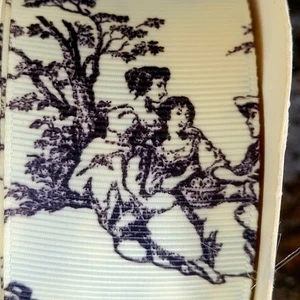 Französisches Toilettenband Ripsband schwarz & elfenbeinfarben 1,5 Zoll viktorianische Romantik  - Bild 1 von 6