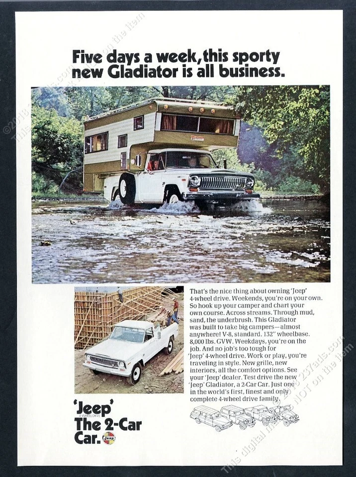 Jeep Gladiator 1970 camioneta blanca foto anuncio impreso vintage Foto 1 de 1