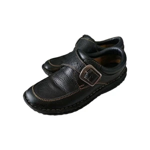 Mocassino donna 6 scarpe Born W3262 artigianali in pelle nera fibbia singola slip on - Foto 1 di 15