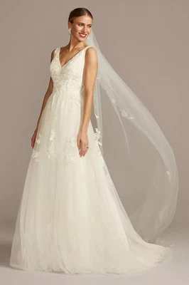 Wedding Gown: David's Bridal, Mikado, Lace and Tulle, Sz 14,  - Image 1 of 4