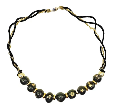 金色和黑色项链串珠绳索扭转女式免运费 — 第 1/4 张图片
