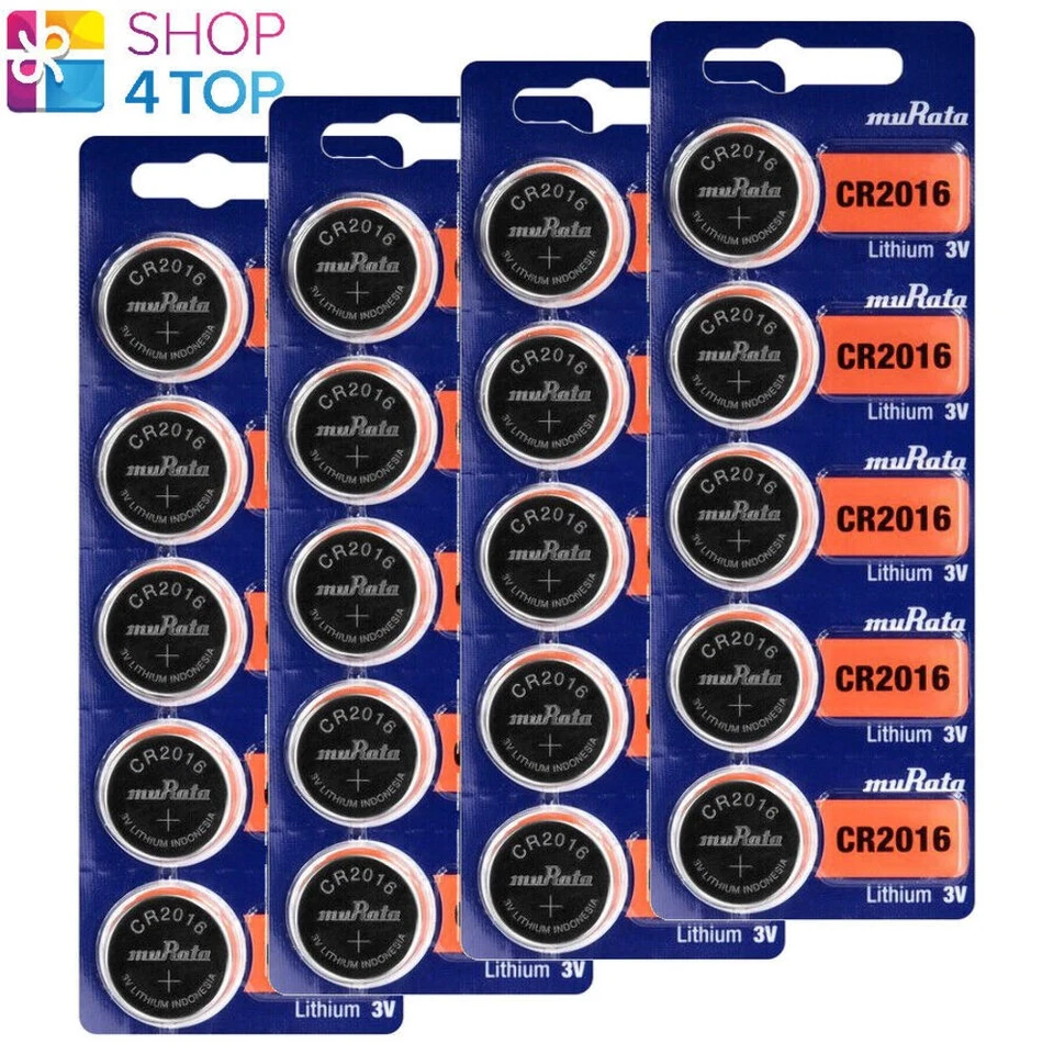 20 MURATA CR2016 LITHIUM BATTERIES 3V 90 MAH CELL COIN BUTTON EXP 2029 NEW - Image 1 of 1