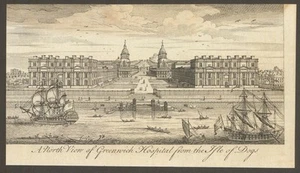A North View of Greenwich Hospital from the Isle of Dogs. Gent's mag 1748 - Picture 1 of 1
