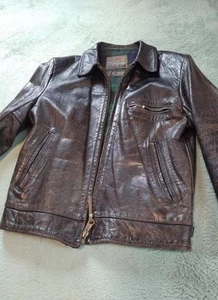 AERO LEATHER Highwayman Horsehide Leather Jacket Brown Men’s Size 36 60s Vintage - Picture 1 of 13