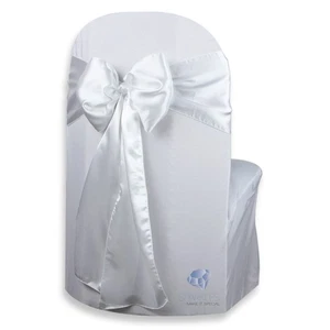50 pcs Satin Chair Cover Bow Sash 108"x8" - White - Wedding Party Banquet fh - Picture 1 of 5