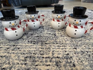 Williams Sonoma Snowman Mugs w Hats Set Of 4 With Box 2004 Holiday Christmas - Picture 1 of 6