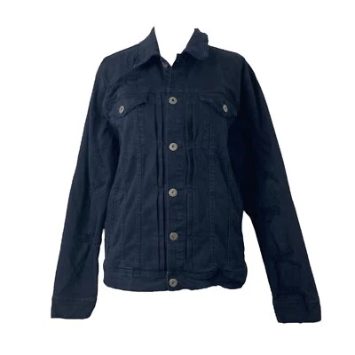 Chaqueta de mezclilla grande para hombre Jordan Craig azul oscuro desgastada bolsillos abotonados Foto 1 de 4