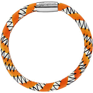 NWT Brighton WOODSTOCK ZIGGY Orange Black Single Leather Bracelet  M/L MSRP $40 