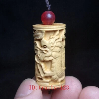Figura de dragón pilar animal tallado en boj chino estatua Netsuke regalo colectivo Foto 1 de 4
