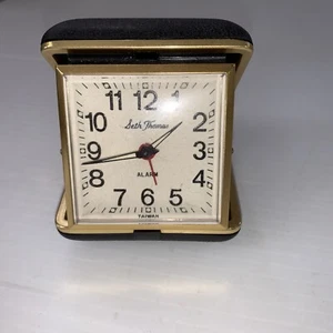 Vintage Seth Thomas Folding Wind Up Travel Mechanical Alarm Pocket Clock - Works - Picture 1 of 6