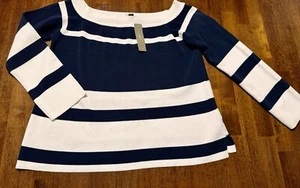 NWT J. Crew Crop Sweater Blue White Nautical Stripe Boat Neck Size XS MSRP $89 - Picture 1 of 1