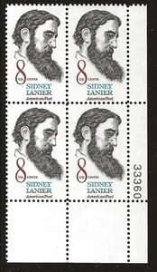 US Scott #1446, Plate Block #33360 1972 Sidney Ianier 8c FVF MNH Lower Right - Picture 1 of 1