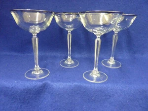 LOT OF 4 MIKASA BRIARCLIFFE DOUBLE PLATINUM CRYSTAL CHAMPAGNE TALL SHERBET GLASS - Picture 1 of 10