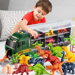 Dinosaur Transport Vehicle Carrier Truck Light Music Sound Dino Set Play Mat NEW - Picture 1 of 8