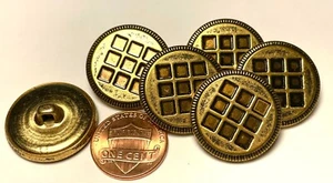 6 Vtg NOS Hollow Puffed Antique Brass Tone Metal Shank Buttons 7/8 23mm 12634 - Picture 1 of 4