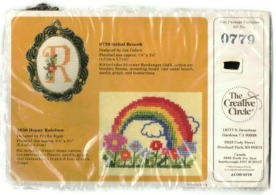 Initial Brooch / Pendant Kit #0779 Cross Stitch The Creative Circle Craft Vtg - Image 1 of 4