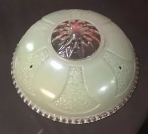 VINTAGE ANTIK HÄNGENDES BADEZIMMER / HALLE BLUMENGEPRÄGTE KUNST GLASSCHIRM - Bild 1 von 4