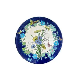 Große Longchamp Jugendstil Majolika Schale mit Blumendekor 20. signiert Murat - Bild 1 von 9