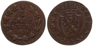 Altdeutschland - Herzogtum Nassau 1/4 Kreuzer 1819 - Kupfer, 1.3g, ø 19mm KM# 42 - Bild 1 von 1