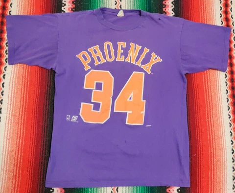 Vintage 90's Charles Barkley 34 Phoenix Suns NBA Purple T Shirt Men's Size XL Cover