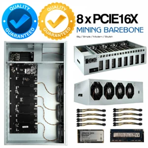 Mining Rig Case 8 GPU Miner Kit w/ Motherboard CPU RAM 4FANs 4Gb DDR3 120Gb SSD - Picture 1 of 10
